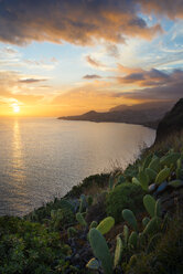 Portugal, Madeira, Blick auf Funchal bei Sonnenuntergang - MKFF000269