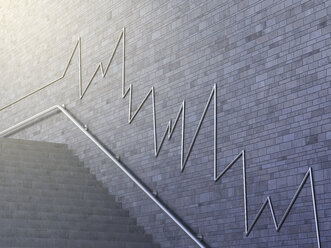 Line chart on wall, 3d rendering - AHUF000123