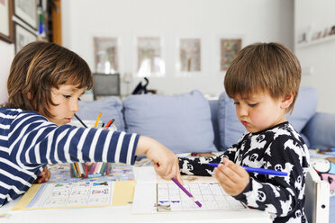 Zwei kleine Brüder machen Hausaufgaben - VABF000355