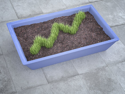 3D Rendering, Diagramm eines Grases im Pflanzentopf - AHUF000130