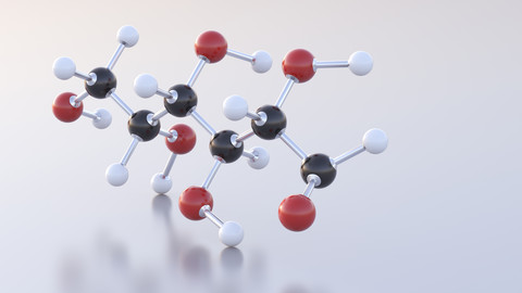 Molecular structure, grape sugar, molecular, 3D-Rendering stock photo