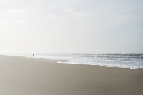Dänemark, Henne Strand, Spaziergänger am Strand, lizenzfreies Stockfoto