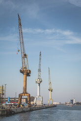 Germany, Warnemuende, Baltic Sea, Rostock Port, cranes - ASCF000550