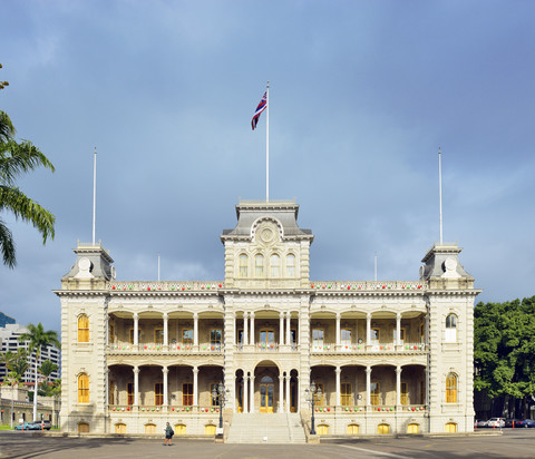 USA, Hawaii, Honolulu, Iolani-Palast, Nationales historisches Wahrzeichen, lizenzfreies Stockfoto