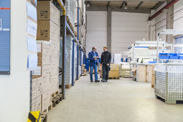 Manager and warehouseman dicussing logistics in storage - DIGF000171