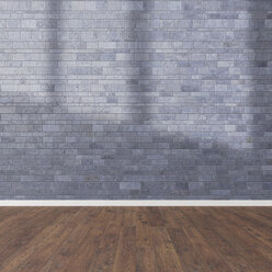 3D Rendering, wooden floor and stone wall - UWF000823