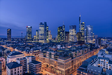 Germany, Hesse, Frankfurt, financial district in the evening - MPAF000049