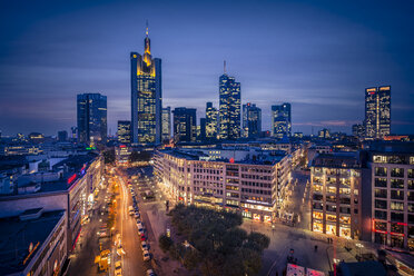 Germany, Hesse, Frankfurt, Downtown view with Hauptwache and financial district - MPAF000055