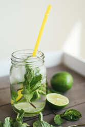 Fresh Mojito in glass with drinking straw - JPF000130