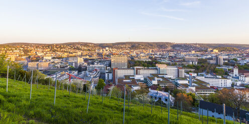 Germany, Stuttgart, cityscape in the evening - WDF003590