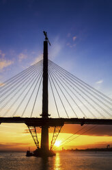 Scotland, Construction of the Queensferry Crossing Bridge at sunset - SMAF000453