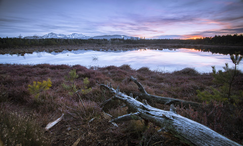 Germany, Bavaria, Schoenramer Moor at sunset stock photo