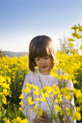 Portrait of little girl in rape field - LVF004802