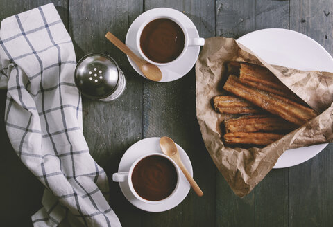 Churros with cups of hot chocolate - RTBF000177