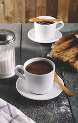 Churros with cups of hot chocolate - RTBF000178