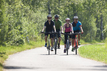 Vier Personen auf einer Fahrradtour mit Trekkingrädern - DSF000650