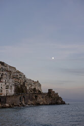 Italy, Amalfi, view to the coast at evening twilight - HLF000963