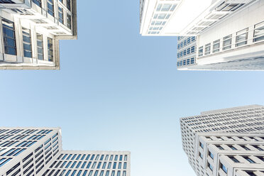 Germany, Berlin, facades of four skyscrapers at Potsdamer Platz seen from below - ZMF000472