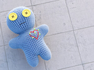 Pins sticking in voodoo doll, 3d rendering - AHUF000160