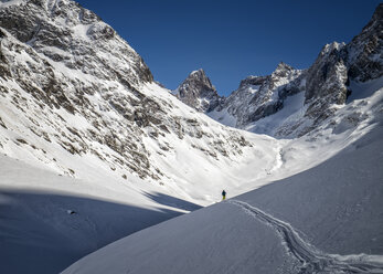 France, Isere, Les Deux Alps, Vallon du Selle, Off-Piste skiing - ALRF000443