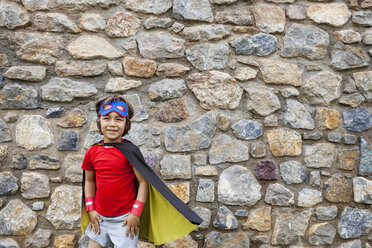 Little big hero with a mask against a stone wall - VABF000491