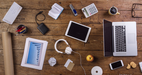 Business, Schreibtisch, Büroutensilien, Draufsicht, Flat Lay, lizenzfreies Stockfoto