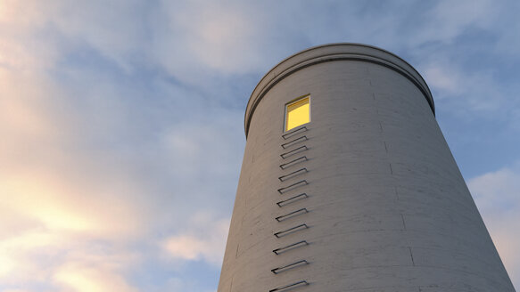 Turm mit beleuchtetem Fenster, 3D-Rendering - UWF000886