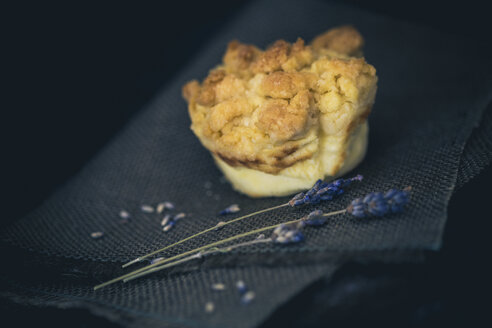 Käsekuchen-Muffin und Lavendelblüte - ASCF000602