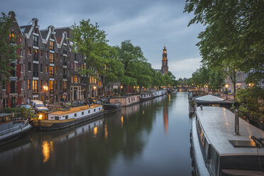 Netherlands, Amsterdam, Prince's Canal and Westerkerk in the background - KEBF000387