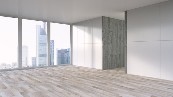 Empty apartment with wooden floor, 3d Rendering - UWF000899