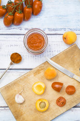 Ingredients for homemade apricot ketchup - LVF004934