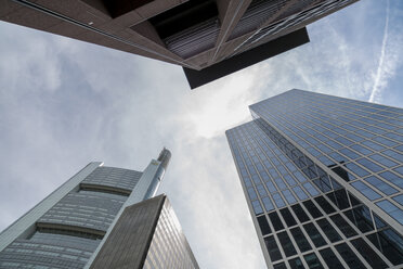 Germany, Frankfurt, office towers at financial district seen from below - JUN000534