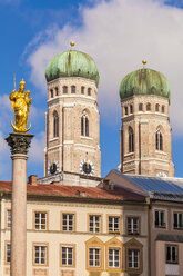 Germany, Munich, view to Marian column and spires of Cathedral of Our Lady - WDF003629