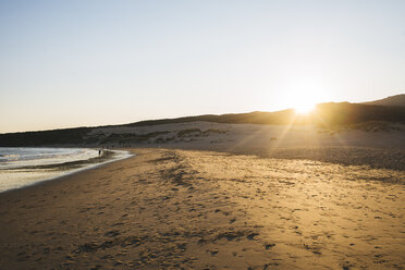 Spain, Andalusia, Tarifa, Beach of Valdevaqueros at sunset - KIJF000451