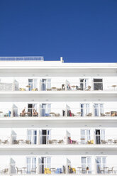 Spain, Mallorca, Balconies of a white hotel - ABZF000691