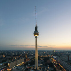 Germany, Berlin, view to television tower by sunset - TAMF000516