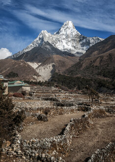 Nepal, Himalaya, Pangboche, Everest, Solo Khumbu, Ama Dablam von Pangboche - ALRF000618