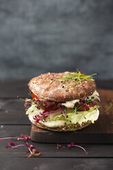 Veggie Burger, vegan, with salad, radish, tomato, rock chive - MYF001639