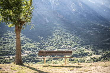 Greece, Lefkaditi, bench in the mountains - DEGF000906