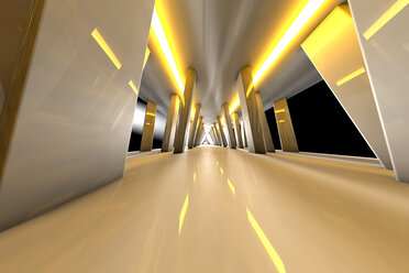 Futuristic room with yellow lights, 3D Rendering - SPCF000085