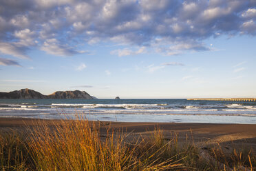 New Zealand, North Island, East Cape Region, Tolaga Bay, beach in the evening light - GWF004830