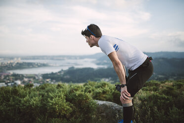 Trail runner, man resting after training - RAEF001289