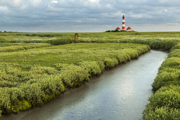 Deutschland, Nordfriesland, Eiderstedt, Westerhever, Leuchtturm Westerheversand - STSF001041