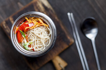 Asian glass noodle soup with vegetables in bowl - SBDF003044