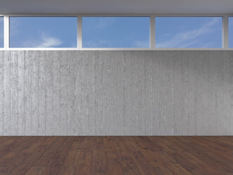 Empty room with concrete wall and wooden floor, 3D Rendering - UWF000920