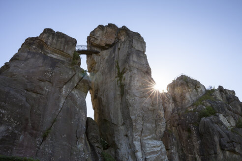 Germany, Horn-Bad Meinberg, Teutoburg Forest, Externsteine, sandstone rock formation - WIF003345