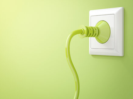 3D Rendering, Green plug in socket, clean energy, copy space - AHUF000206