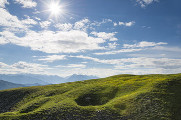Austria, Tyrol, alpine meadow against the sun - MKFF000305