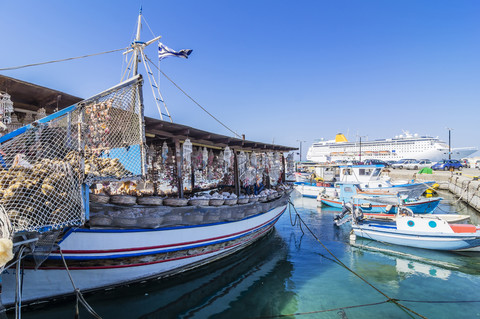 Griechenland, Rhodos, Hafen und Boote, lizenzfreies Stockfoto