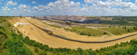 Deutschland, Nordrhein-Westfalen, Grevenbroich, Tagebau Garzweiler, Panorama, lizenzfreies Stockfoto